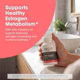 Metabolic Maintenance DIM textura de cápsula cercana que destaca la pureza y facilidad de ingestión