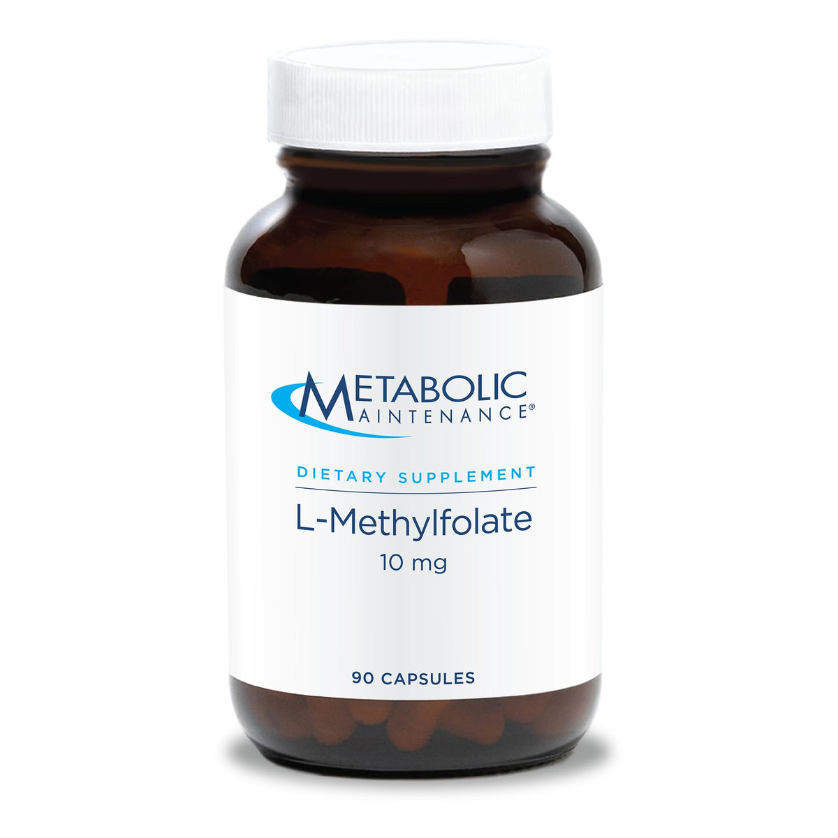 Metabolic Maintenance frasco frontal mostrando 90 cápsulas y beneficio de folato activo