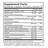 Metabolic Maintenance MetaCalm frasco ámbar en mesa que conserva frescura del producto