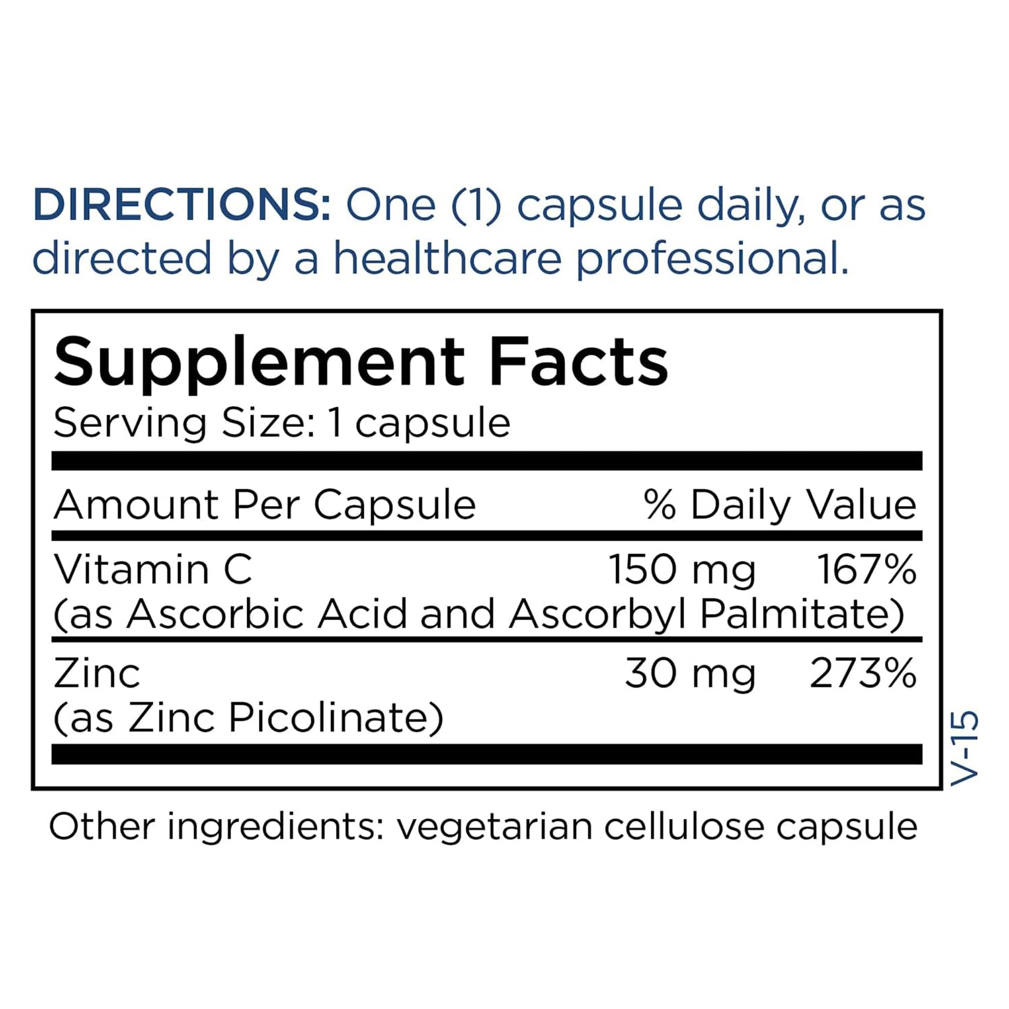 Metabolic Maintenance etiqueta nutricional legible con datos de zinc por cápsula