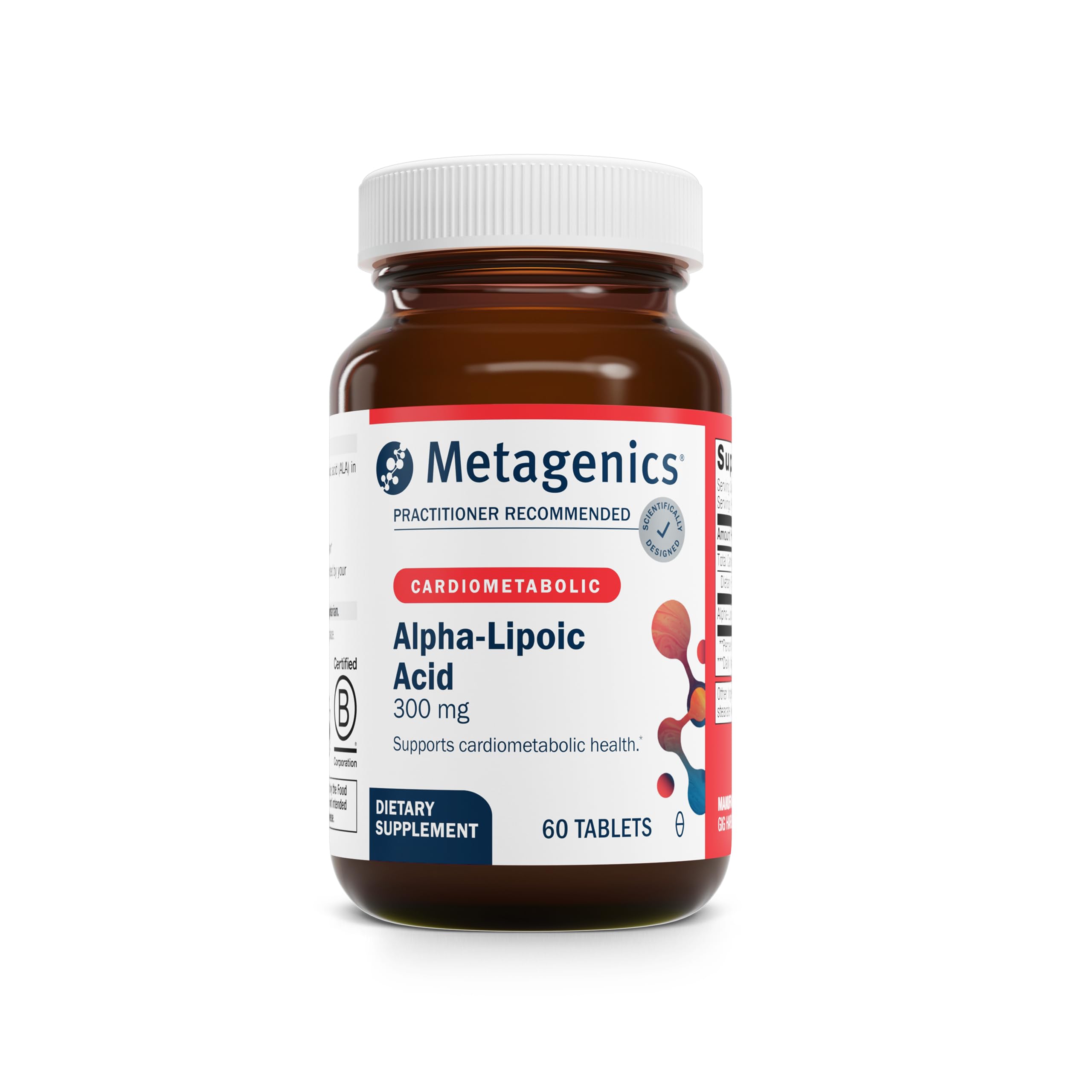 Metagenics frasco frontal mostrando etiqueta y beneficio antioxidante