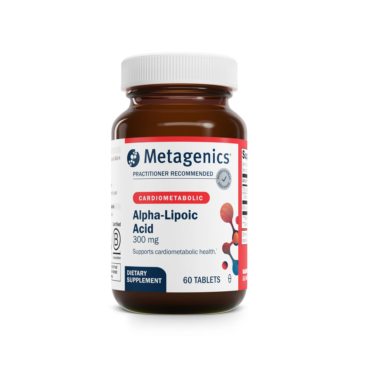 Metagenics frasco frontal mostrando etiqueta y beneficio antioxidante