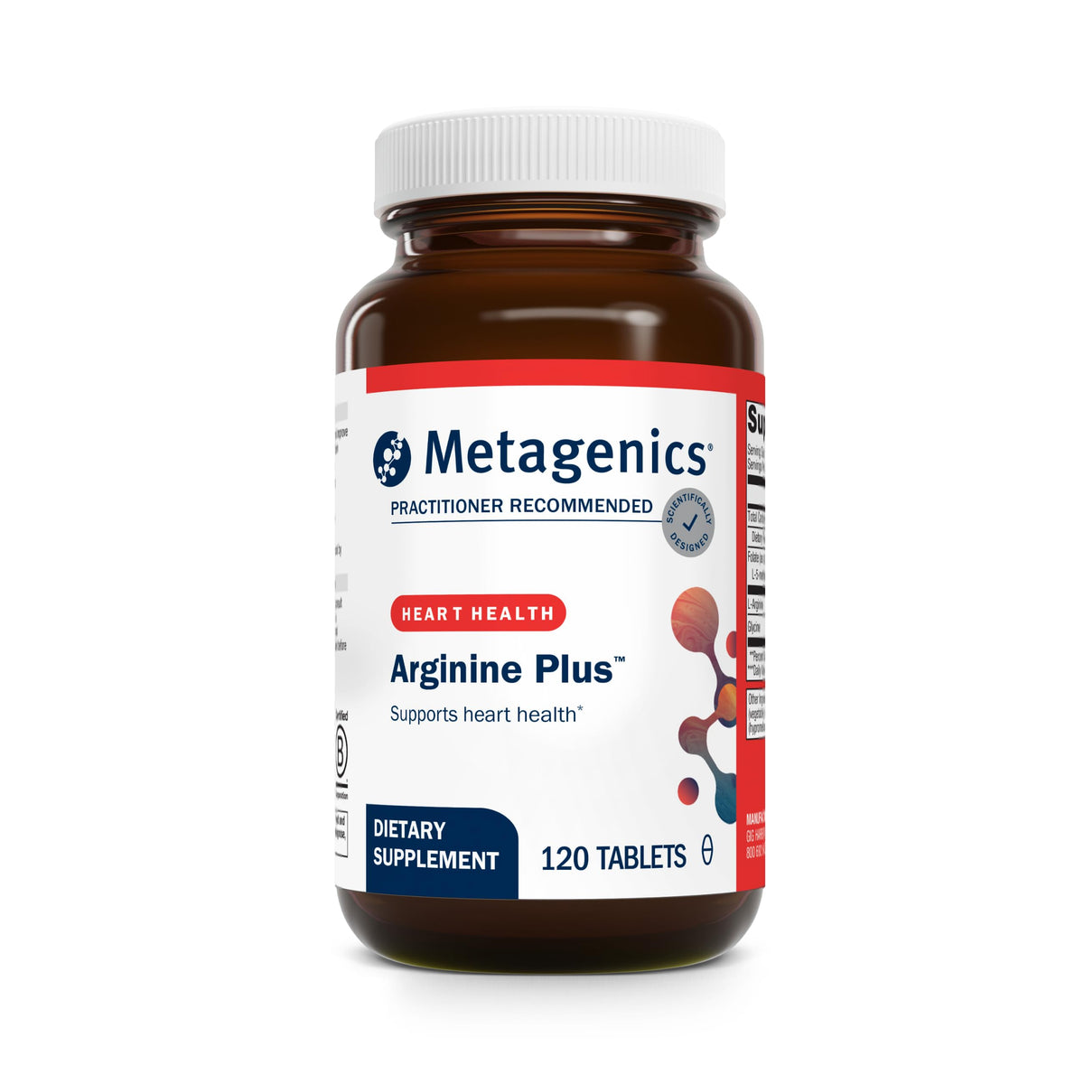 Metagenics Arginine Plus frente del empaque mostrando beneficios principales