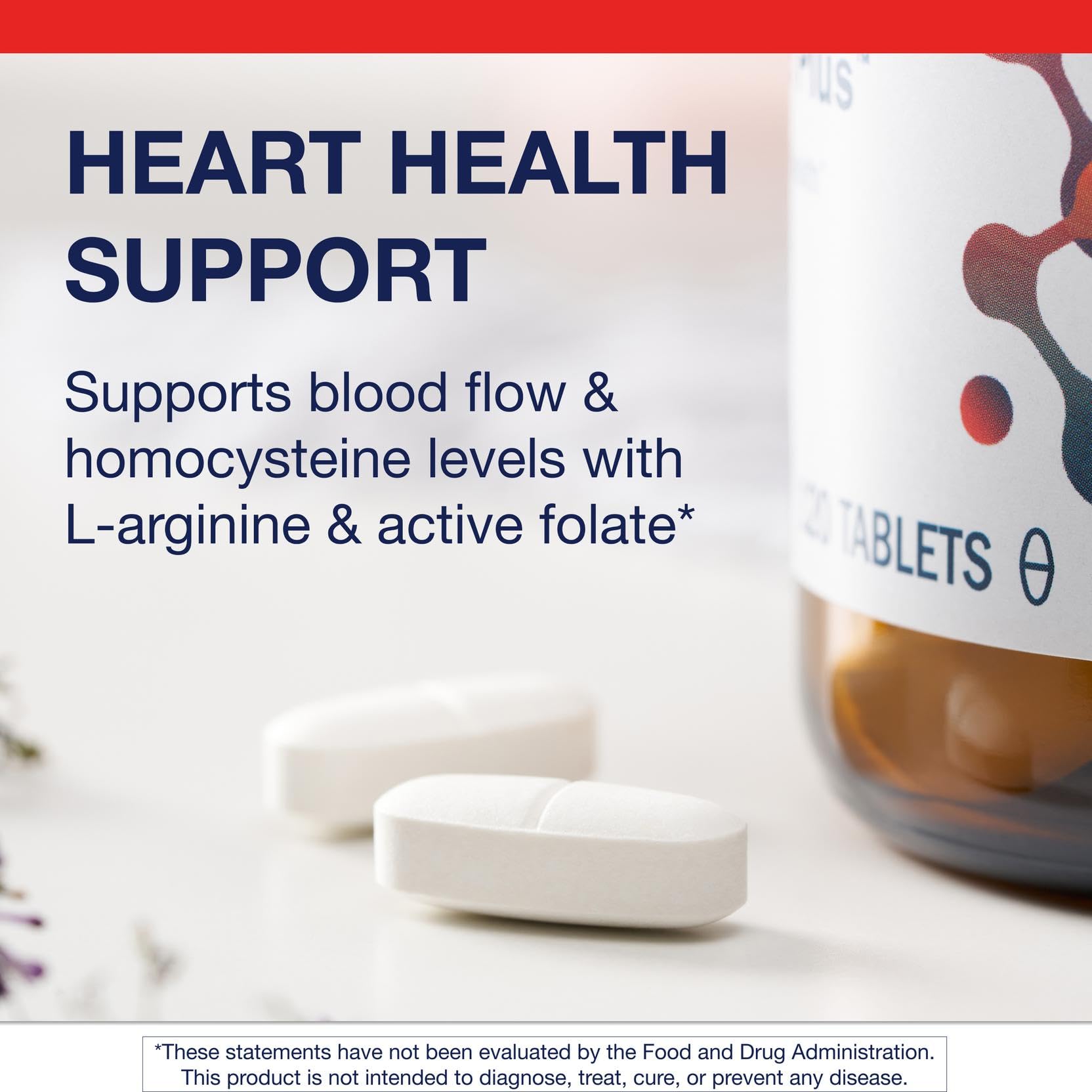 Metagenics Arginine Plus tableta en mano para comparar tamaño y dosificación