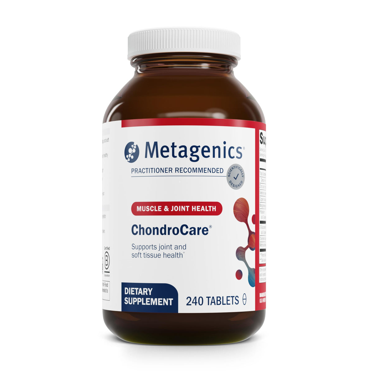 Metagenics ChondroCare envase frontal mostrando 240 tabletas y diseño claro