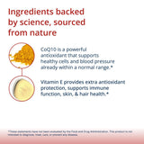 Cápsula Metagenics CoQ10 abierta mostrando el contenido liposoluble y absorción