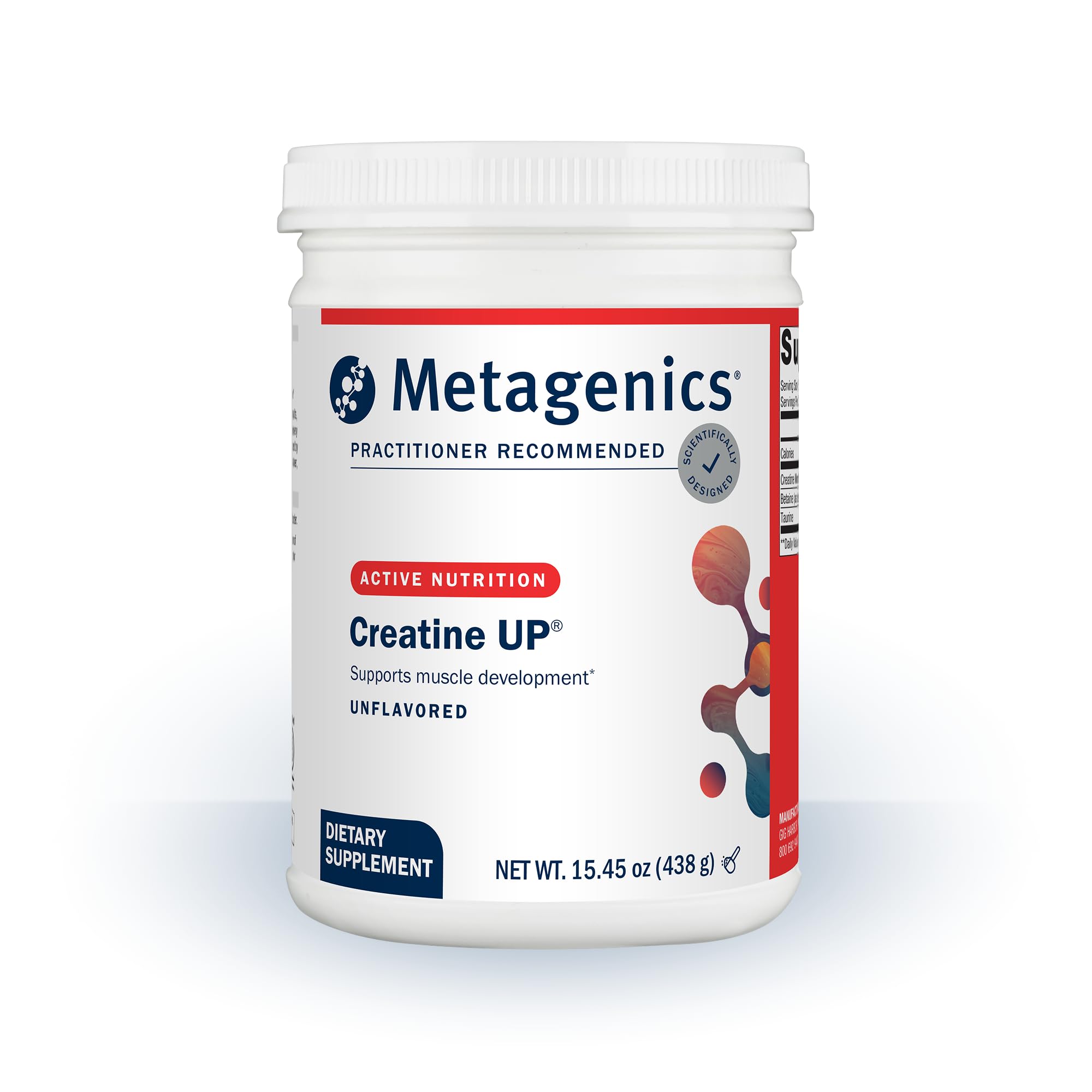 Metagenics Creatine UP frontal del envase mostrando diseño y cantidad