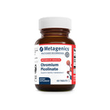Metagenics envase frontal de Chromium Picolinate mostrando presentación y beneficio de apoyo metabólico