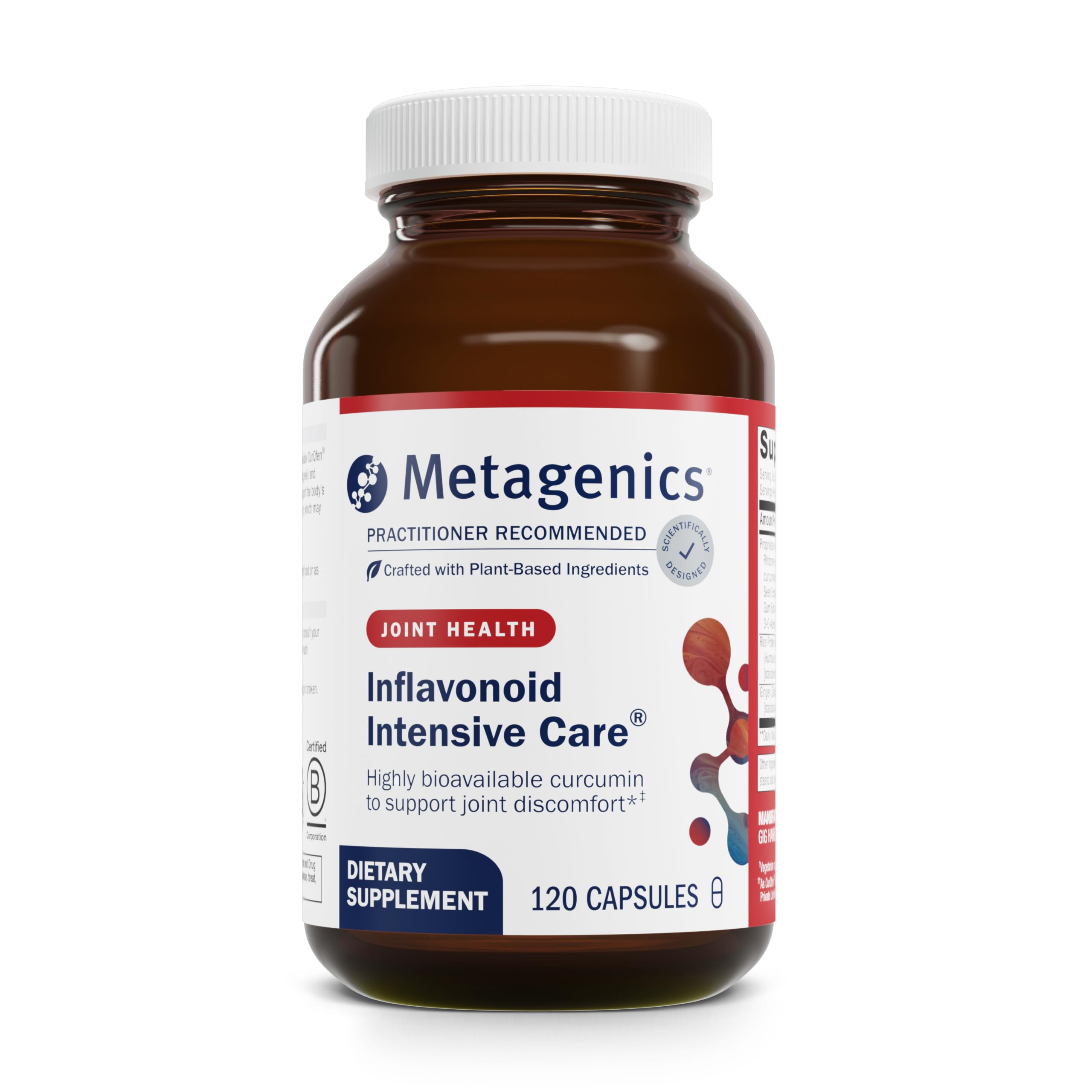 Metagenics Inflavonoid Intensive Care frasco frontal mostrando etiqueta clara y beneficios