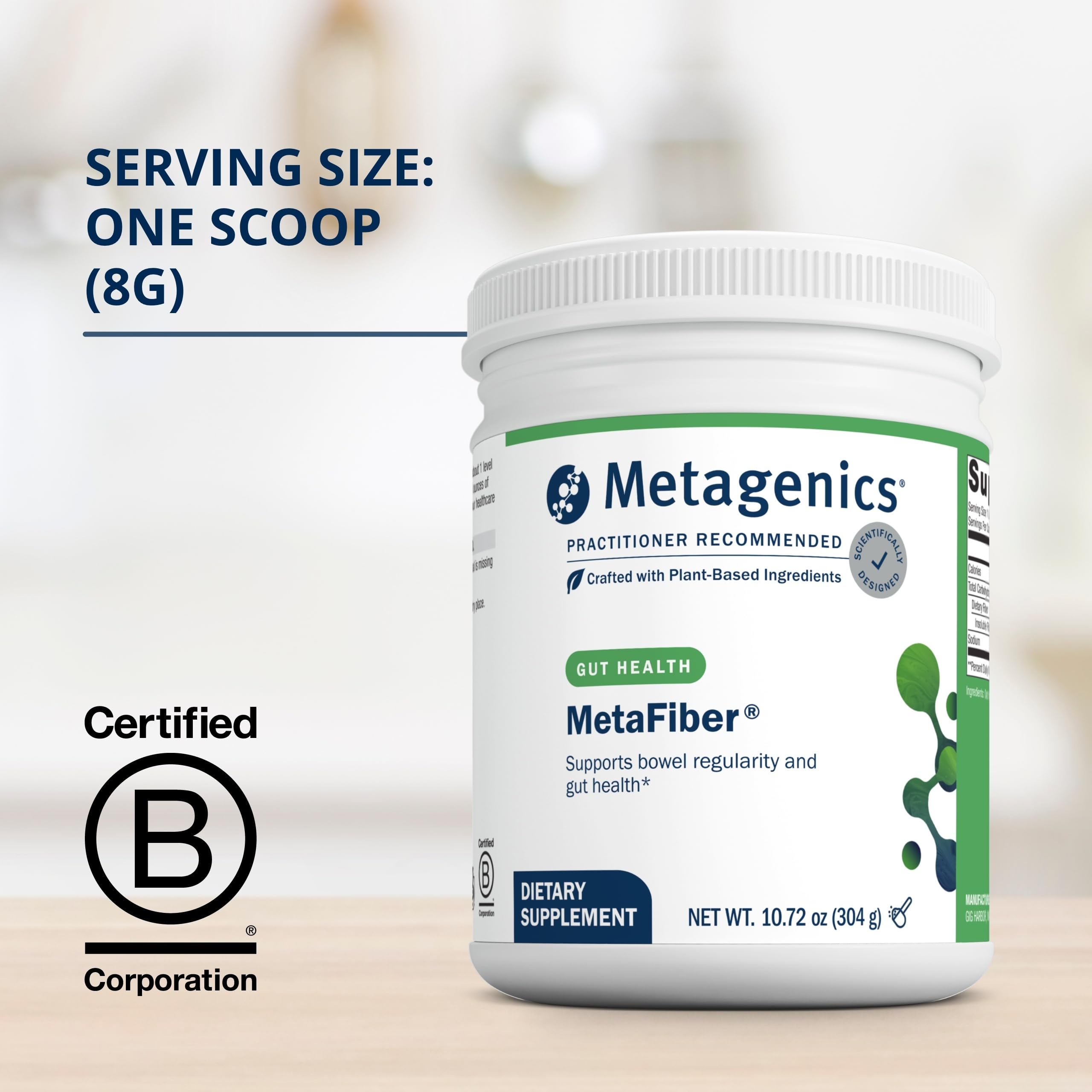 Cucharada de MetaFiber Metagenics medida precisa para 6 g de fibra
