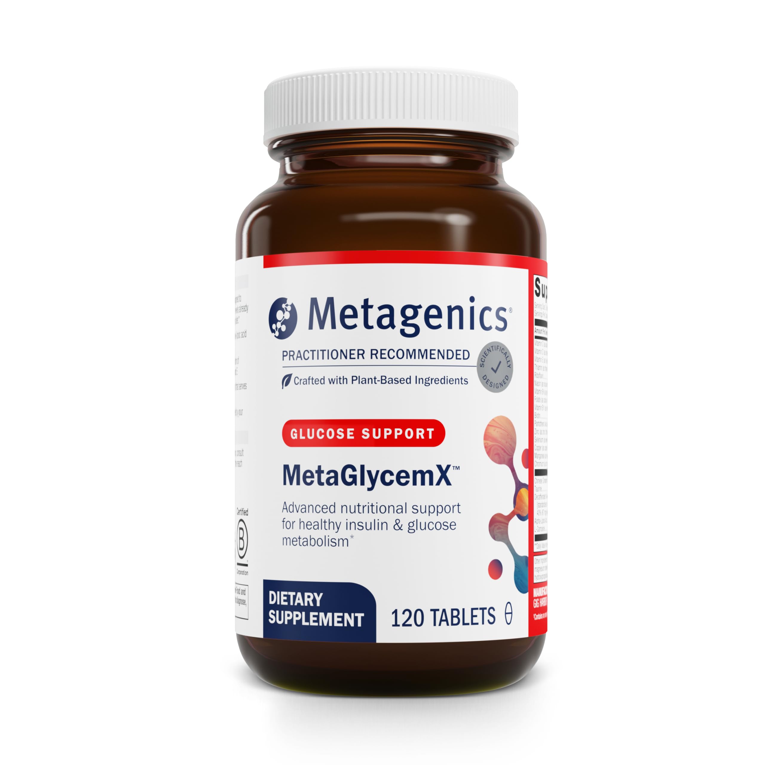 Metagenics MetaGlycemX vista frontal mostrando envase y cantidad