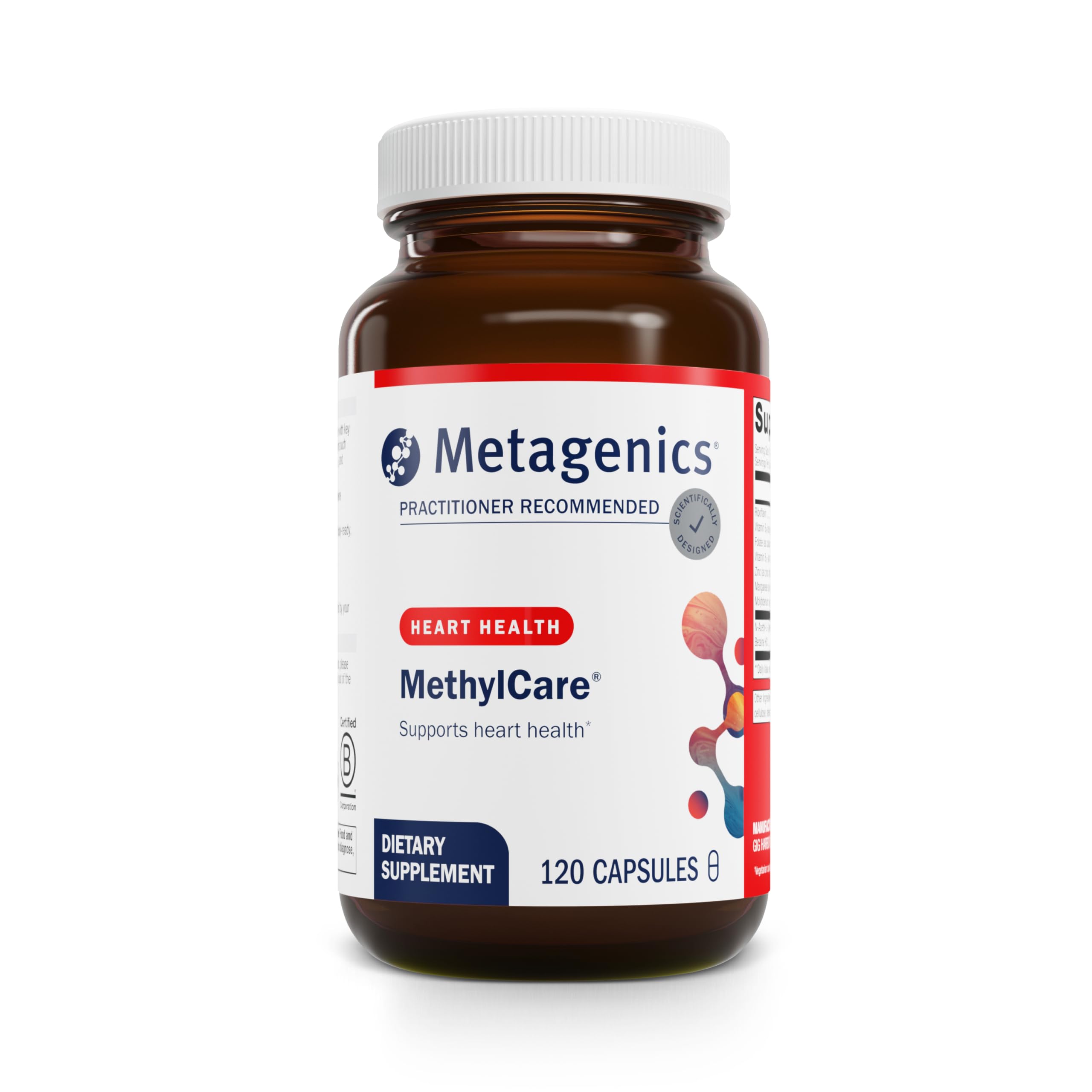 Metagenics MethylCare empaque frontal mostrando 120 cápsulas y beneficios