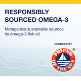 Metagenics OmegaGenics envase abierto con cápsulas que destaca frescura