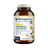 Metagenics OmegaGenics frasco frontal mostrando etiqueta profesional y beneficio de pureza