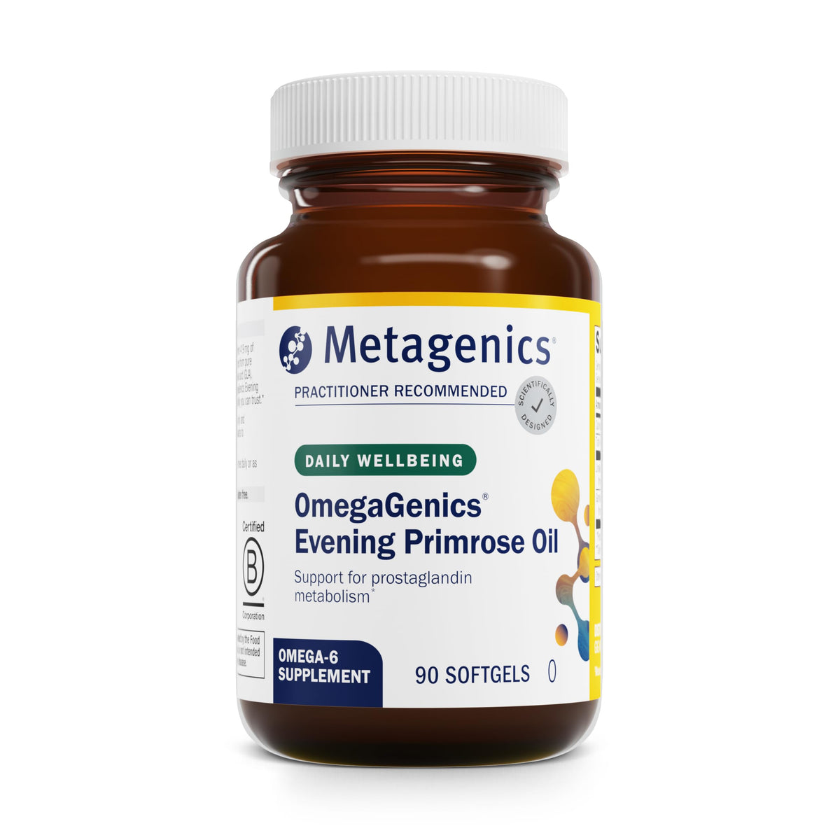 Metagenics envase frontal de Evening Primrose Oil mostrando presentación y beneficio
