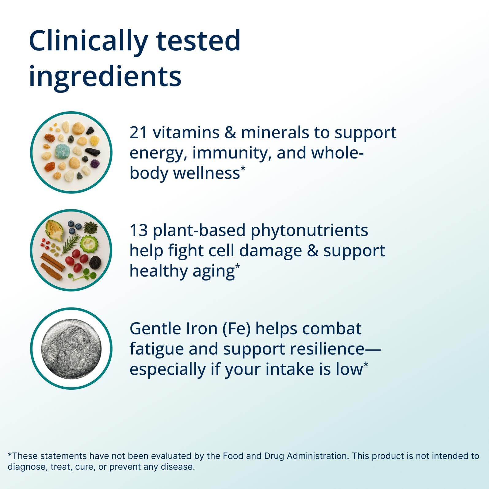 Metagenics PhytoMulti persona tomando tableta con comida para mejor absorción