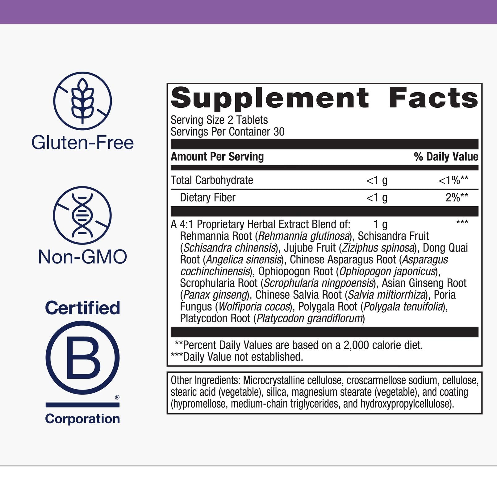 Metagenics Serenagen ingredientes primarios ginseng y hierbas chinas