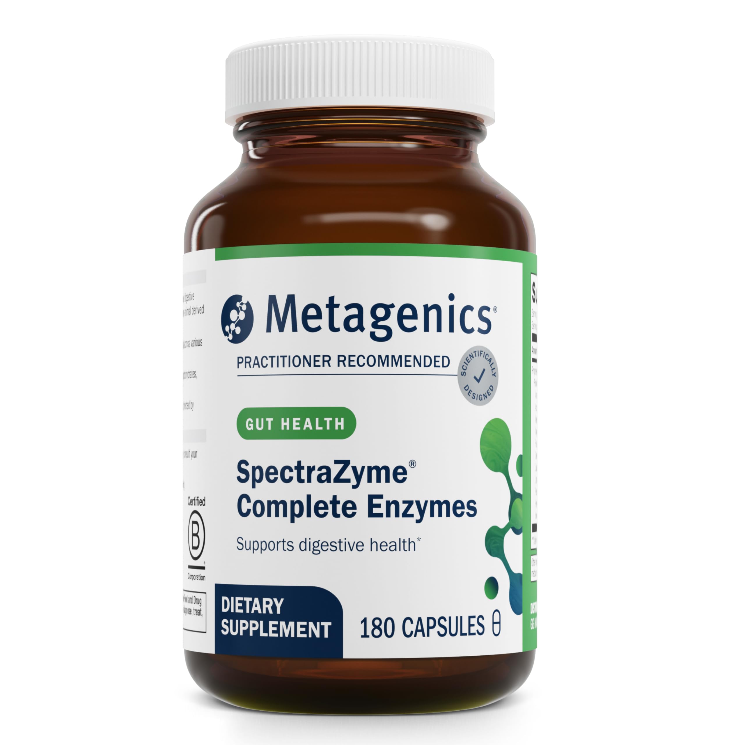 Metagenics SpectraZyme frasco frontal beneficiando digestión