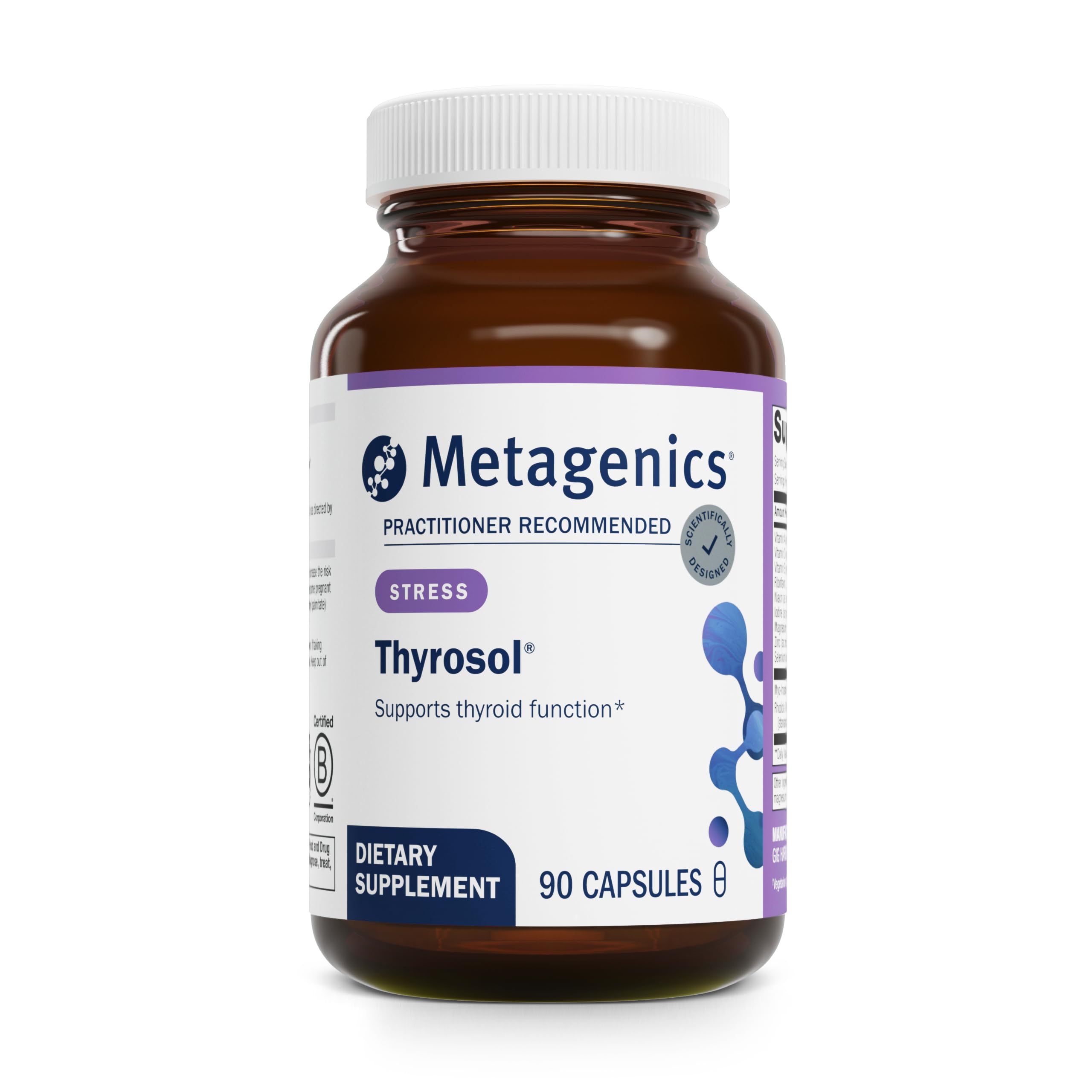 Metagenics Thyrosol frente del empaque mostrando confianza profesional y pureza