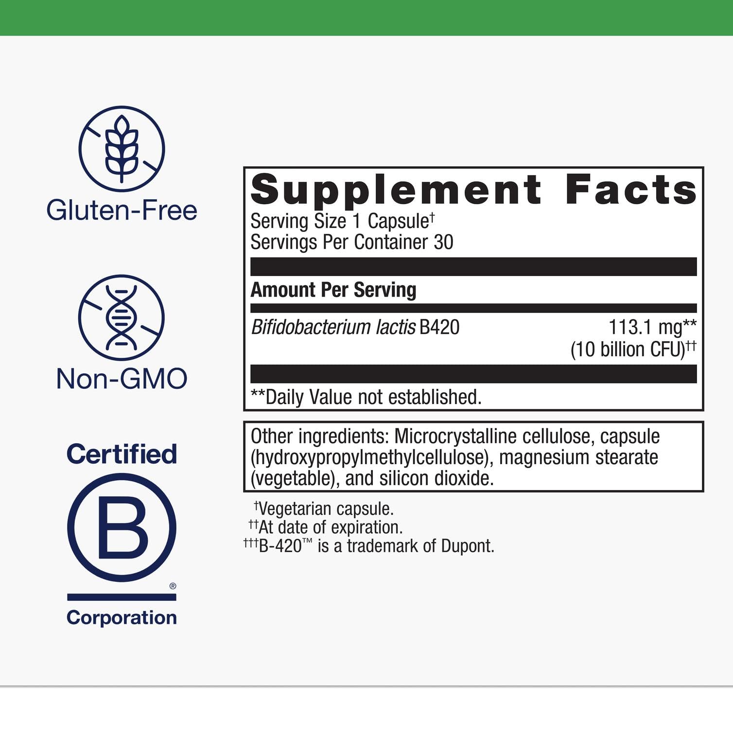 Metagenics UltraFlora Control primer plano de cápsula destacando formulación estable