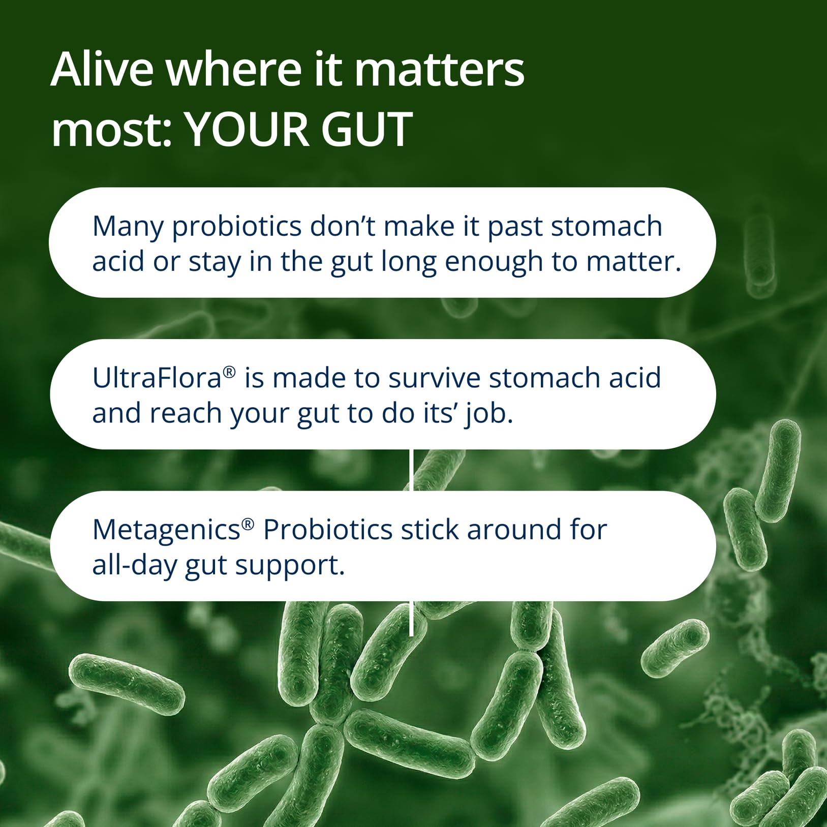 Escena de estilo de vida con Metagenics UltraFlora apoyando rutina diaria y bienestar intestinal
