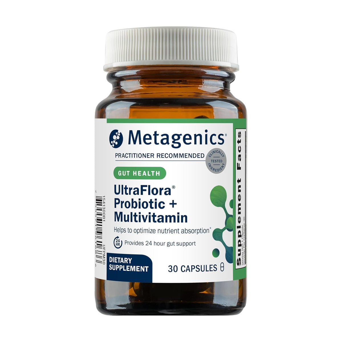 Metagenics UltraFlora envase frontal mostrando marca y uso diario