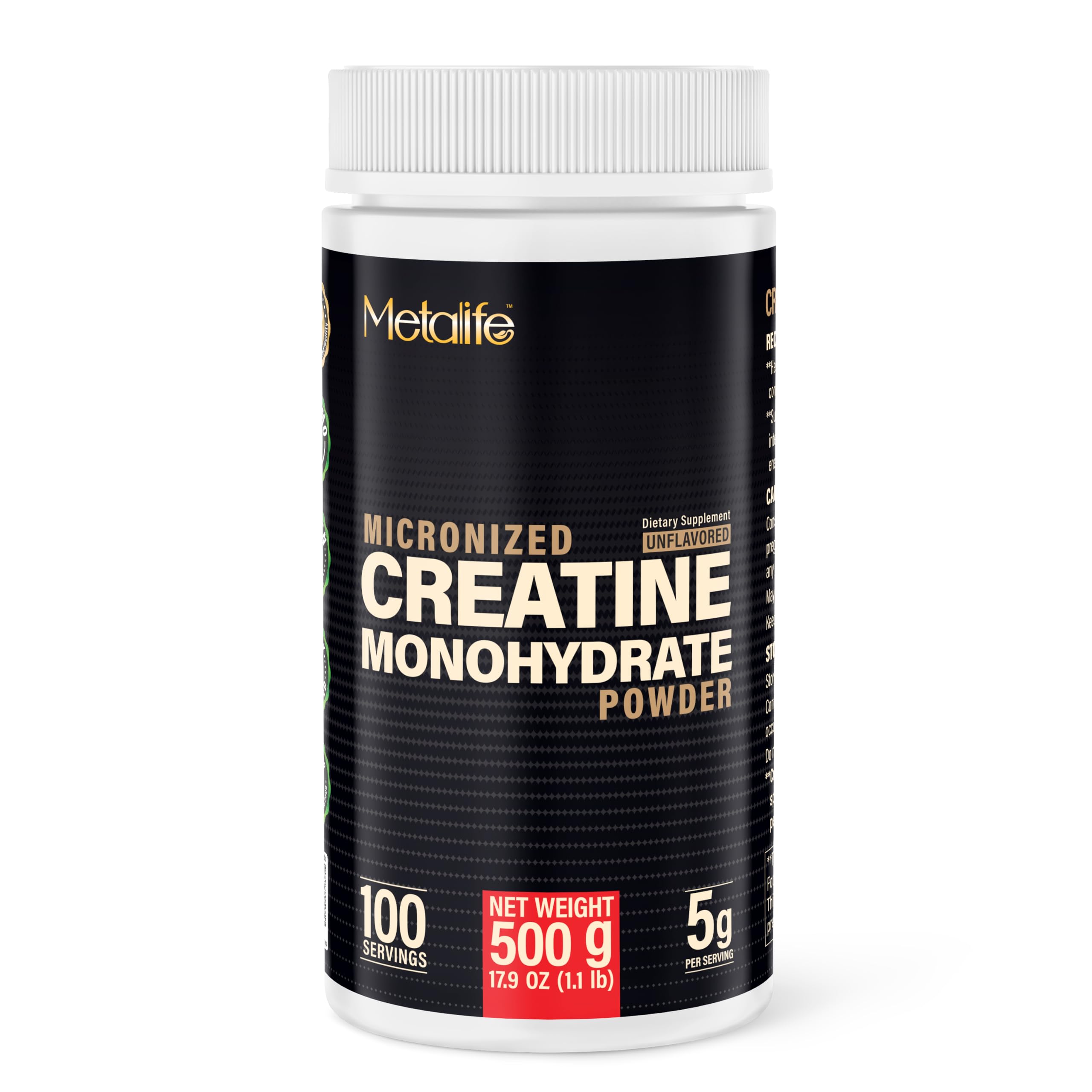 METALIFE envase frontal mostrando diseño y cantidad 500 g, fácil reconocimiento