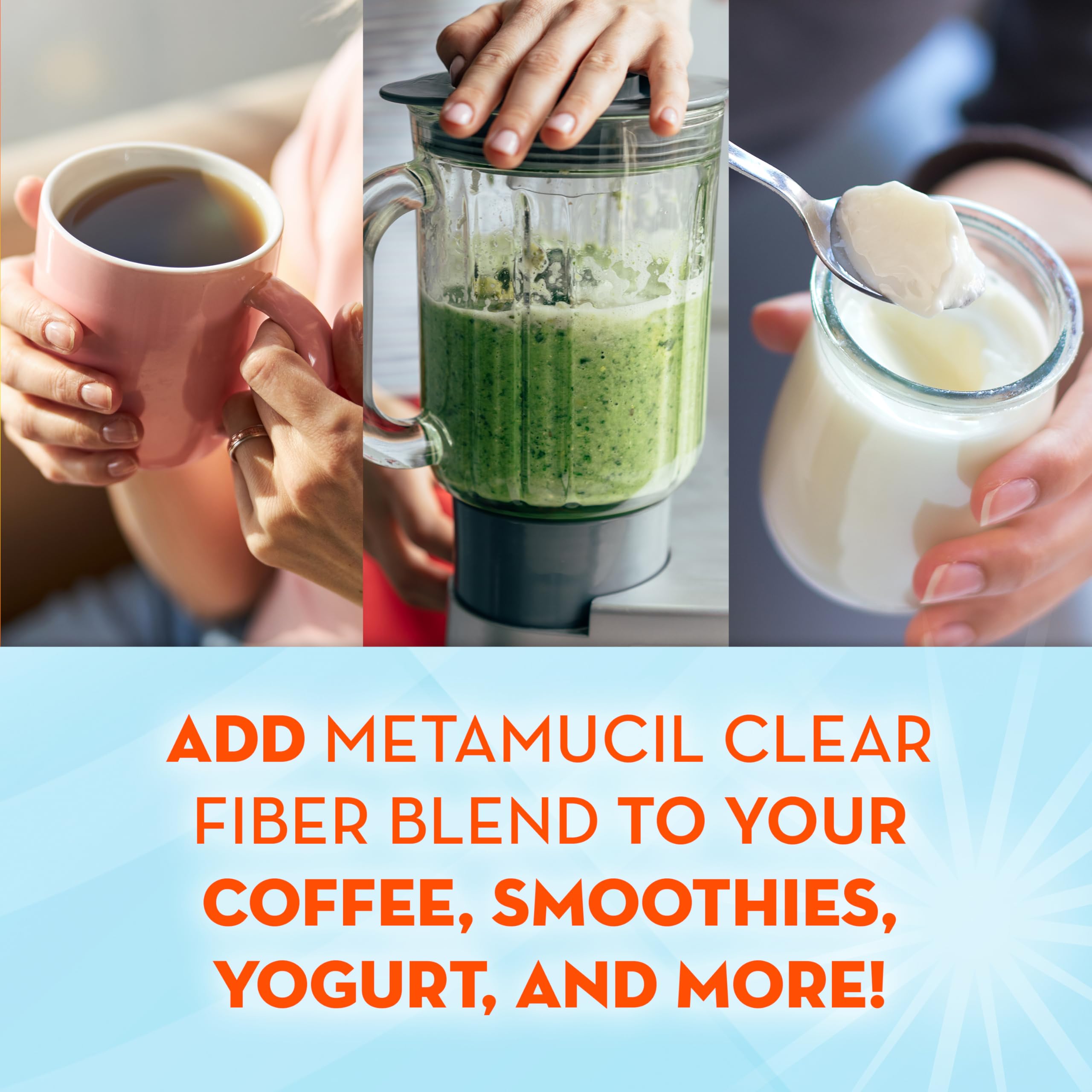 Metamucil añadido a yogur natural, marca Metamucil y mezcla sin grumos