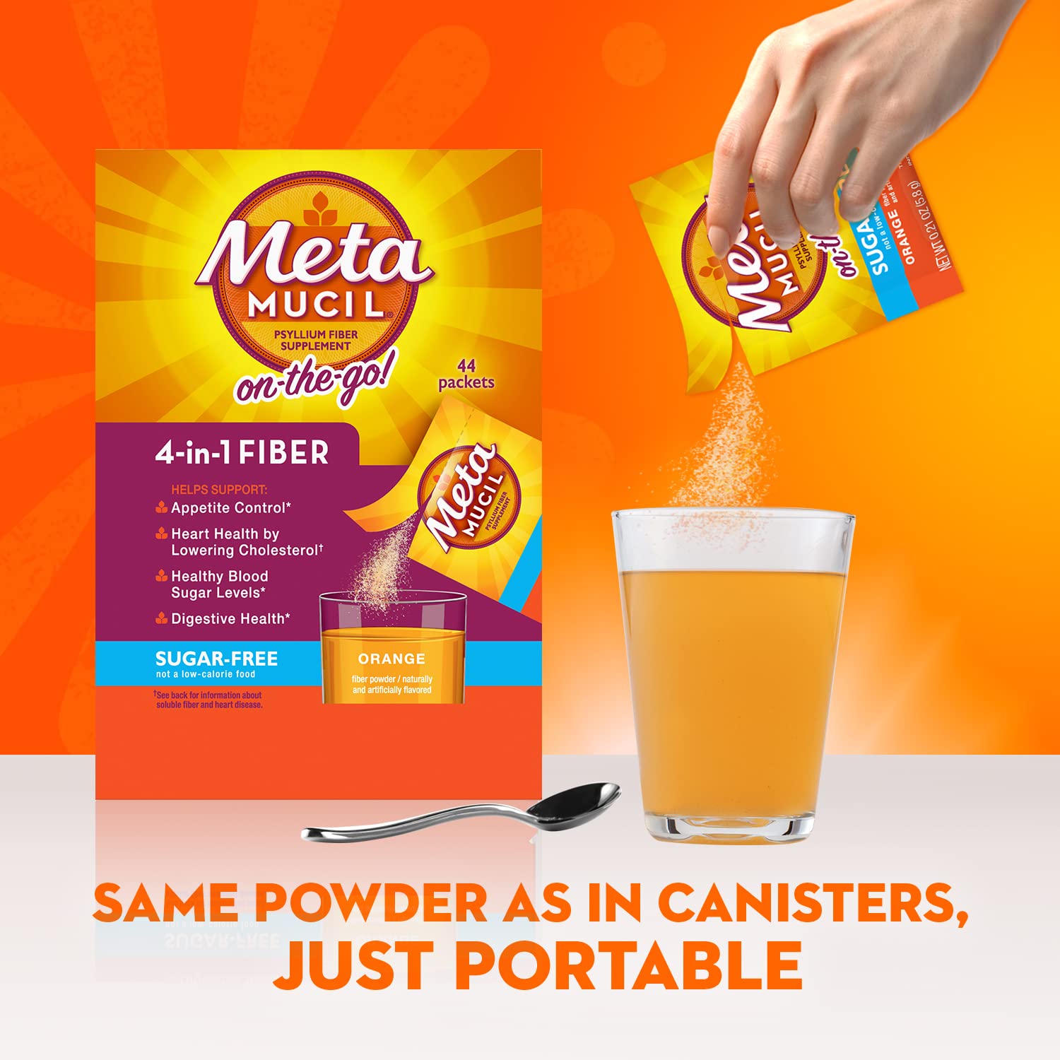 Etiqueta Metamucil enfocando ingredientes y psyllium como fibra