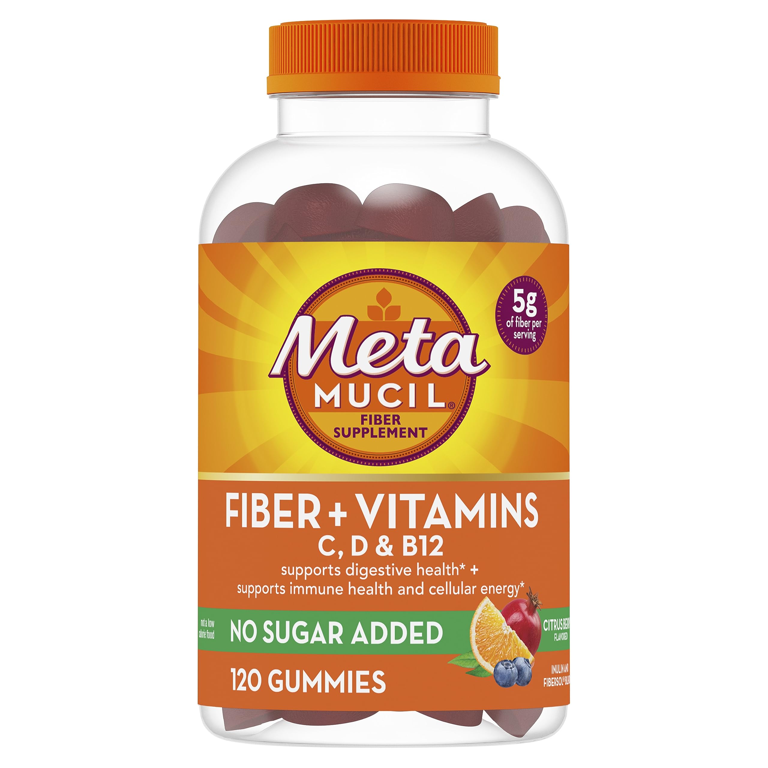 Metamucil frente del empaque mostrando 120 unidades y sabor Citrus Berry