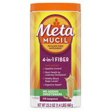 Metamucil frente del envase mostrando 114 servicios y beneficio de fibra
