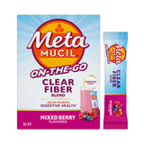Metamucil empaque frontal frutos rojos, práctico y fácil de llevar