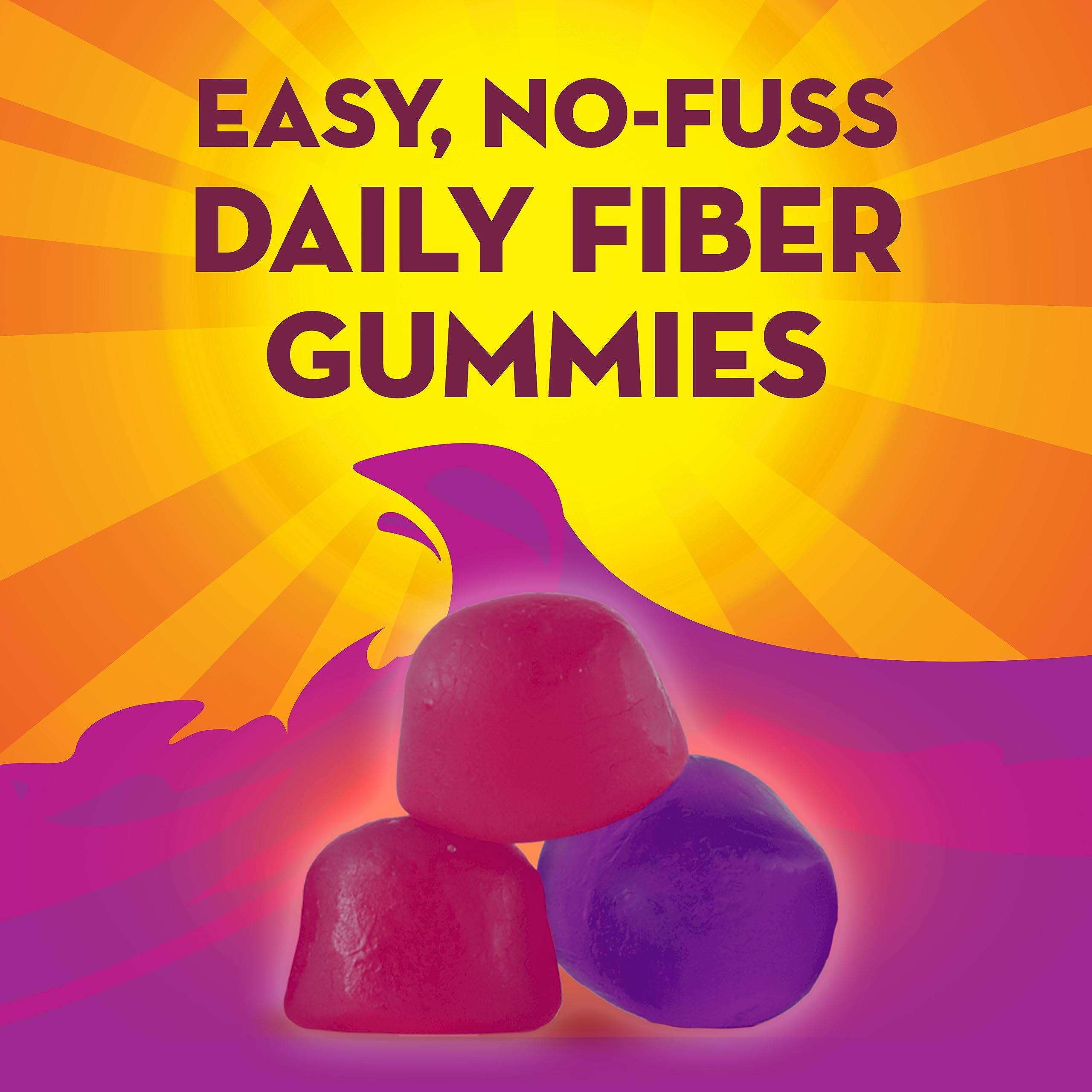 Metamucil gomitas junto a frutos rojos ilustrando el sabor mezclado