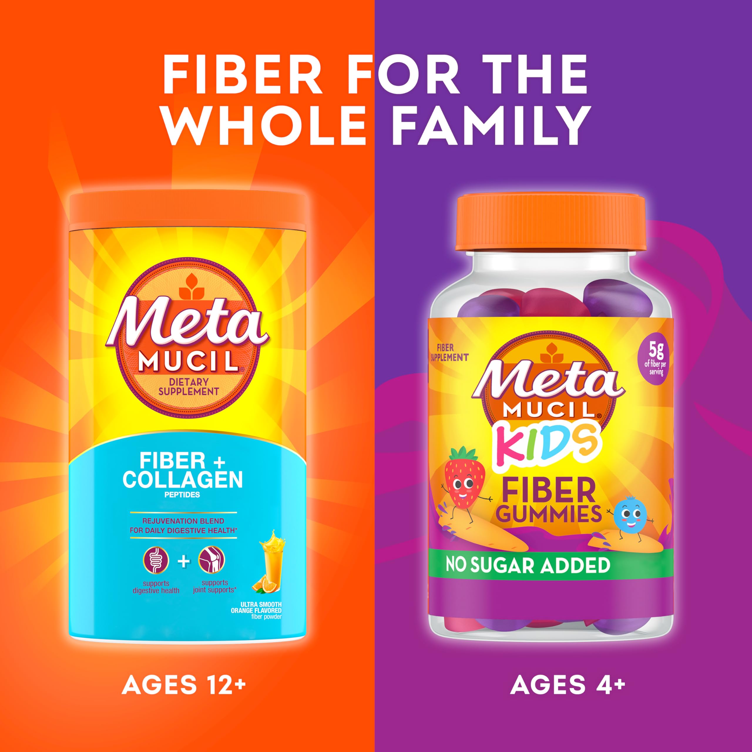 Metamucil envase junto a objetos cotidianos para comparar tamaño y duración