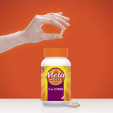 Metamucil cápsulas en mano ilustrando tamaño y facilidad de uso