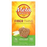 Metamucil paquete frente con 24 wafers manzana, práctico aporte de fibra