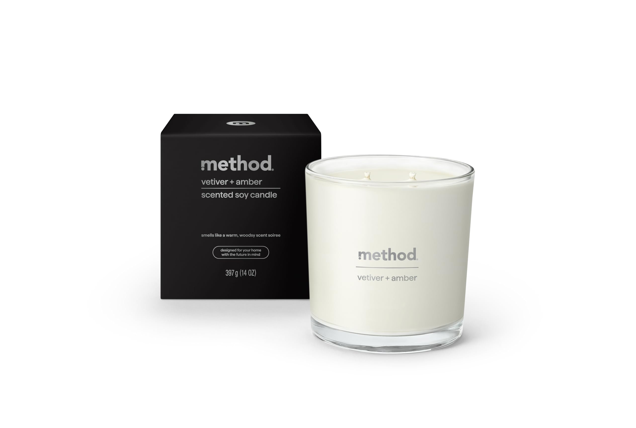 Method vela frontal en tarro reciclable mostrando diseño minimalista y elegancia
