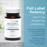 MethylPro etiqueta con ingredientes y beneficios claramente legibles