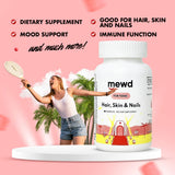 MEWD etiqueta con ingredientes y vitaminas para consulta rápida