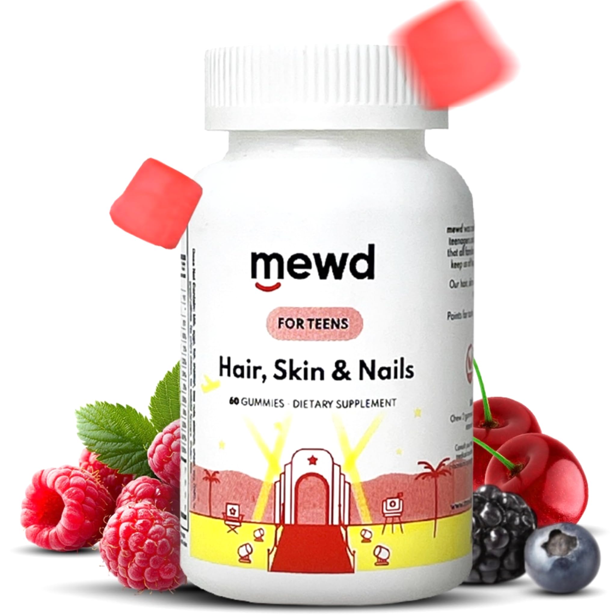 MEWD envase frontal mostrando 60 gomitas y beneficios visibles