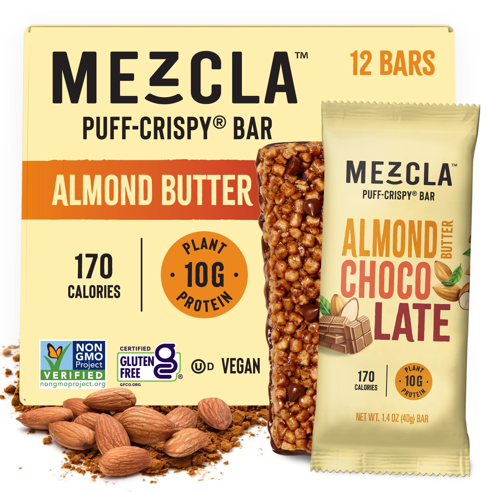Mezcla paquete frontal Almond Butter Chocolate mostrando diseño y conveniencia
