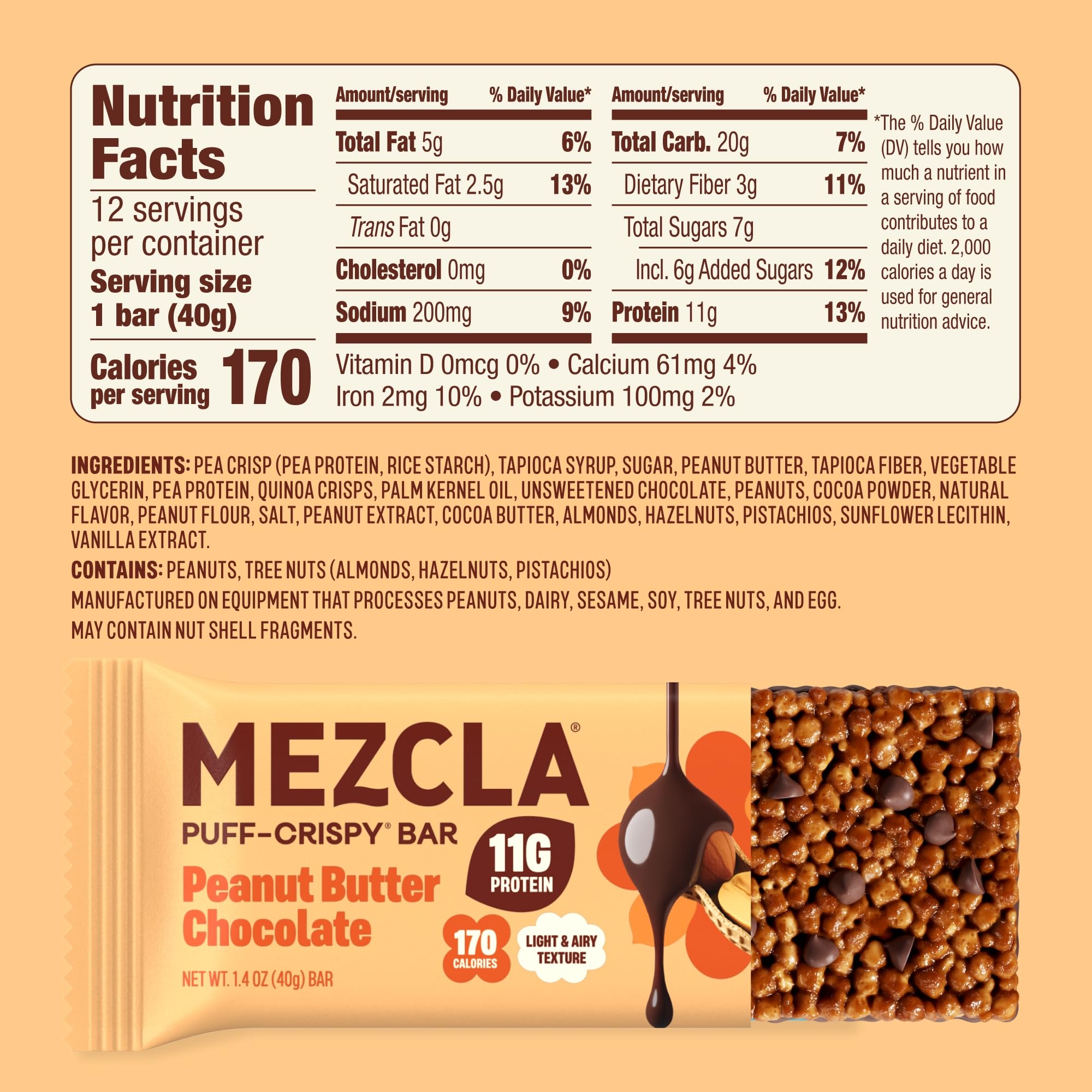 Mezcla textura crujiente de la base puff-crispy que aporta ligereza