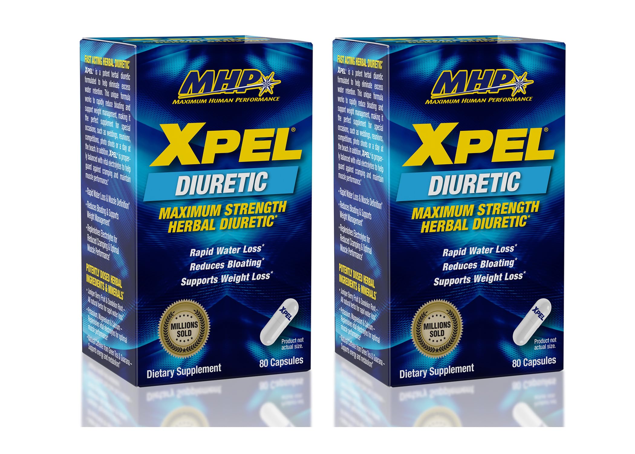 Maximum Human Performance Xpel vista frontal del envase y beneficios rápidos