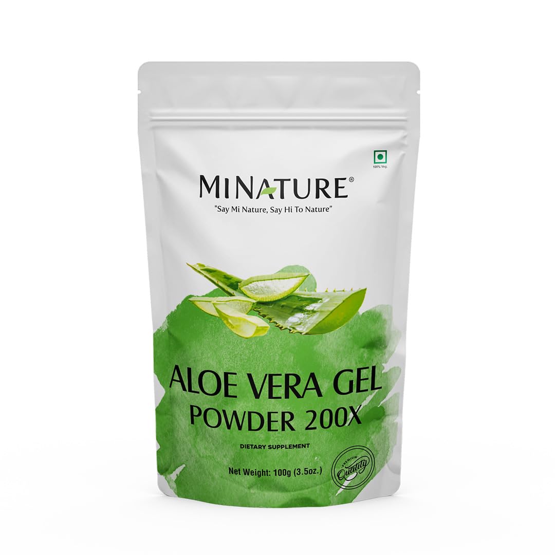mi Nature envase frontal del polvo de aloe, ingrediente concentrado práctico