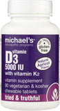 MICHAEL'S etiqueta nutricional legible, información de dosis de D3 y K2 clara