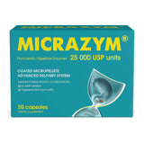 Micrazym frasco frontal mostrando 50 cápsulas y diseño claro
