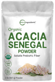 Micro Ingredients paquete frontal de Acacia Senegal, presentación clara y tamaño 2 lb