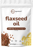 Micro Ingredients envase frontal del aceite de linaza con información clara y beneficio vegetal