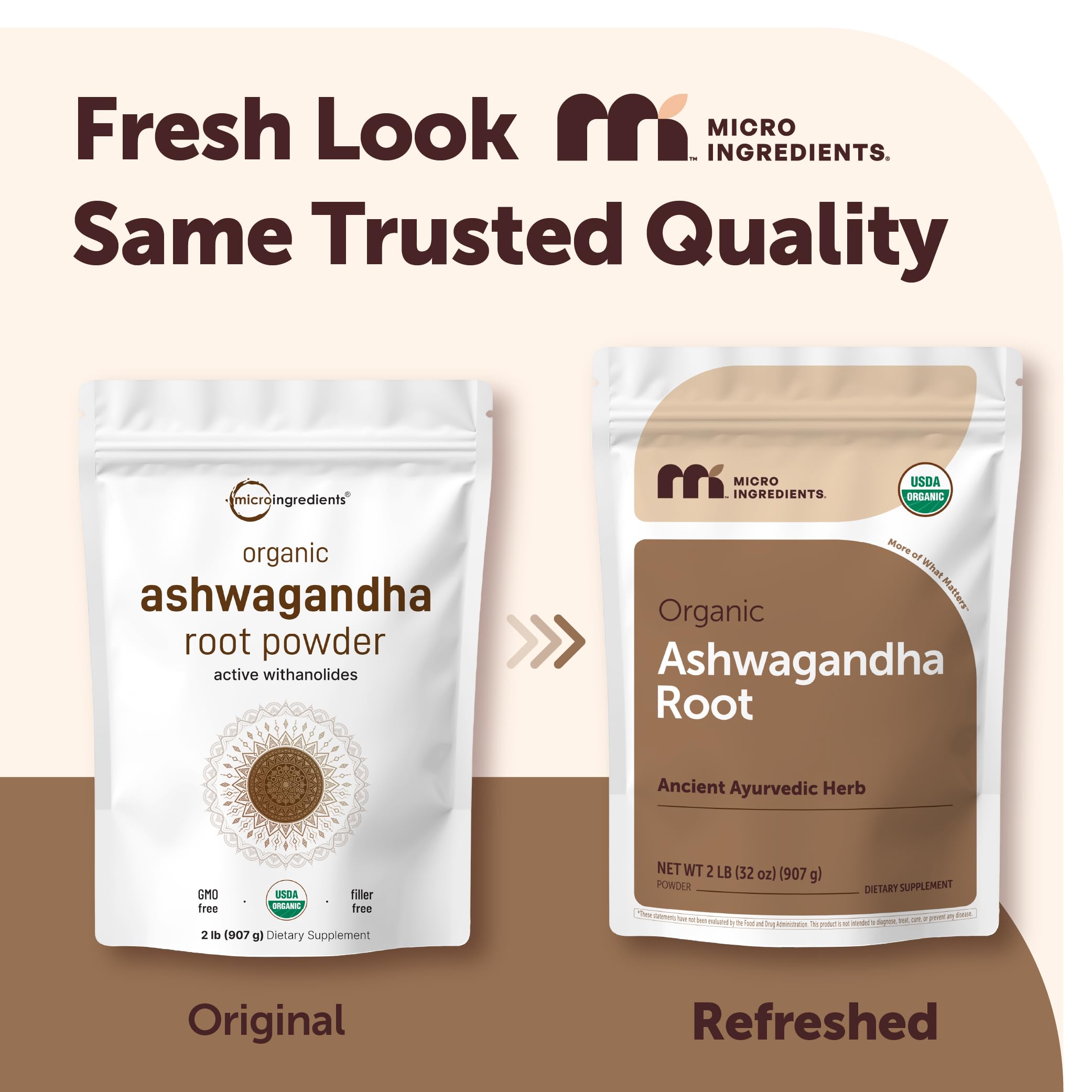 Micro Ingredients detalle del polvo de ashwagandha que muestra textura fina y uso fácil