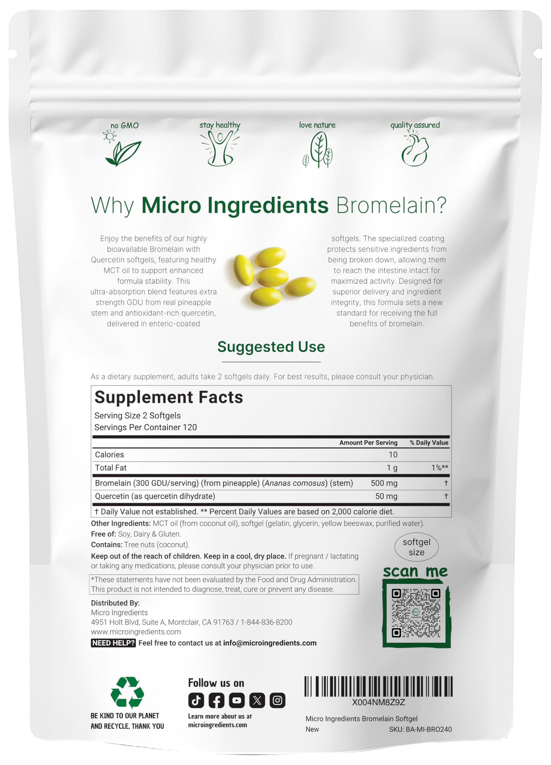 Micro Ingredients close-up de softgel que evidencia recubrimiento entérico y calidad